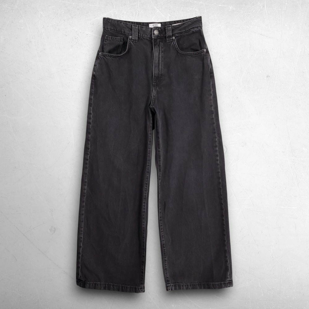Cotton-On Low Super Baggy Jeans Women 26 Black Y2K Gorp Streetwear Minimalist